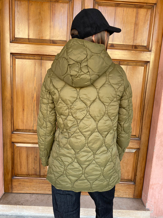 Piumino Onion Quilt verde Oliva con cappuccio