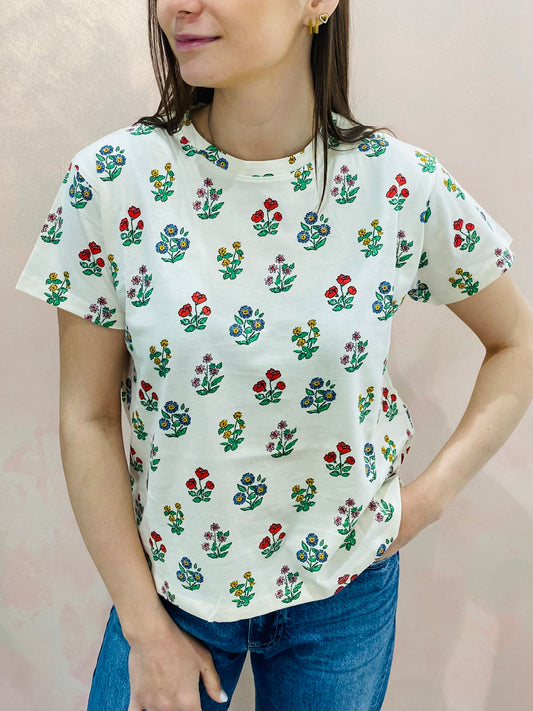 T-Shirt Stampa Fiorellini Colorati Regular Fit – Compania Fantastica
