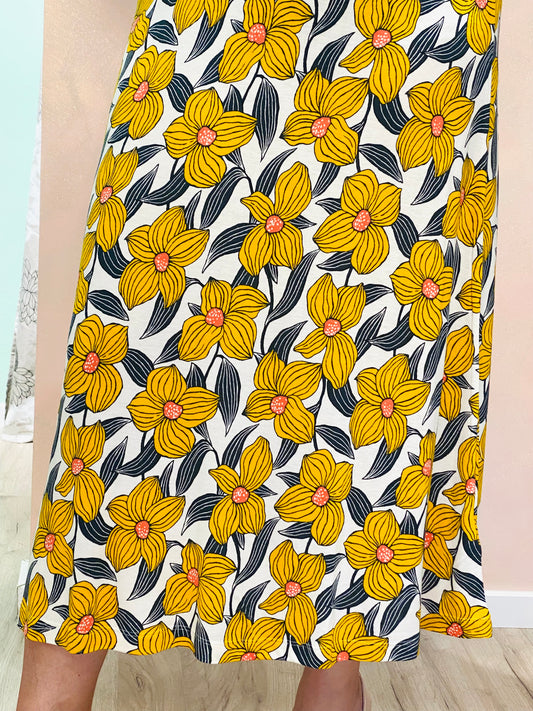 Gonna Midi Stampa Floreale Narciso in Viscosa – Compania Fantastica
