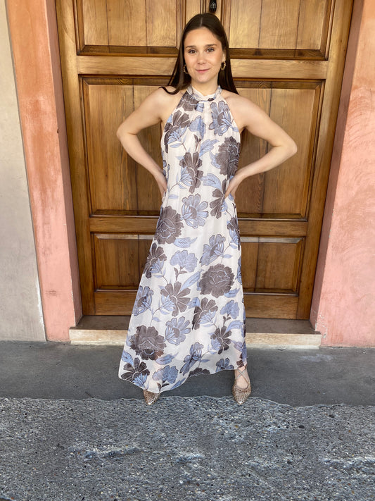 Abito Lungo Chiffon Fiori