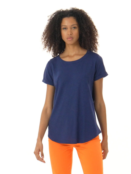 T-shirt girocollo in slub jersey di cotone