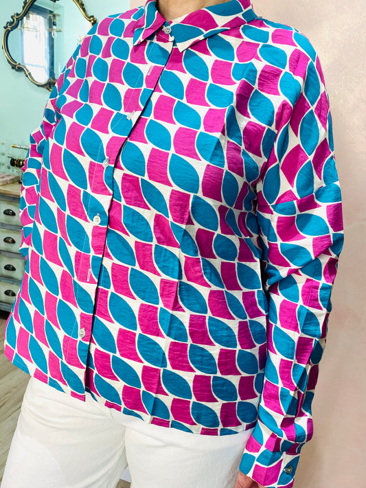 Camicia fluida con stampa Feathers Piume Grafiche