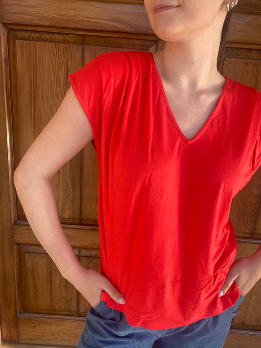 T-Shirt drappeggio Rosso