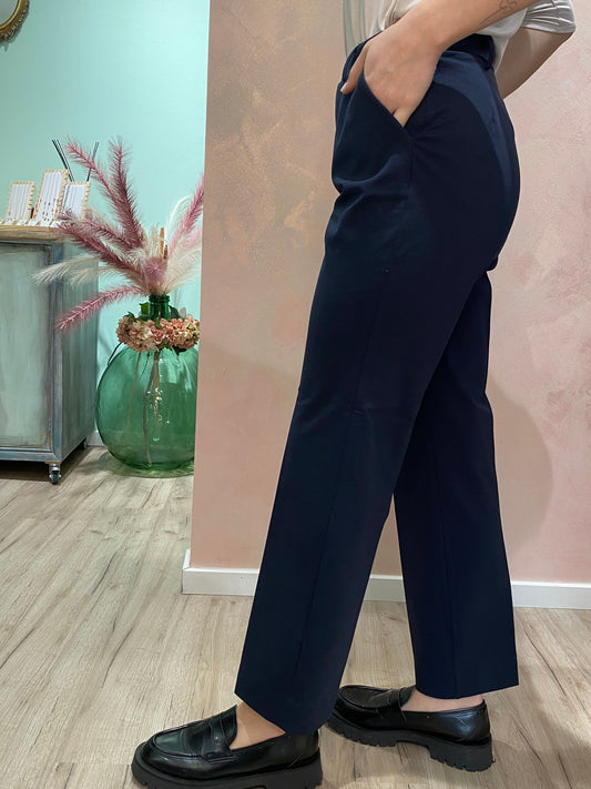 Pantalone dritto con tasche in Compact Light - Blue