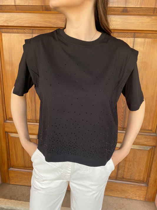 T-Shirt Strass Nero