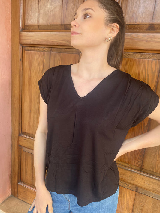 T-Shirt drappeggio Nera