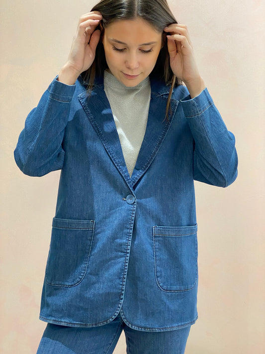 Blazer over destrutturato in Light Denim