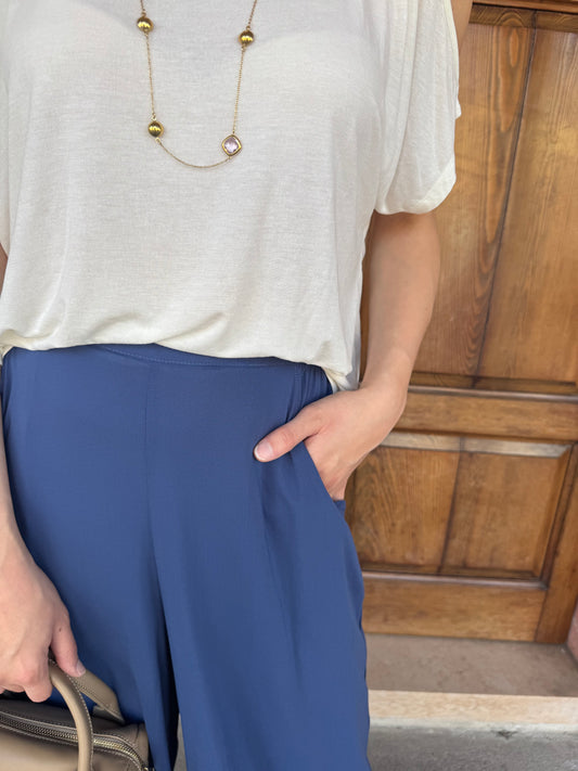 Pantalone a Palazzo con Tasche in Voile Stretch – Ragno Abbigliamento