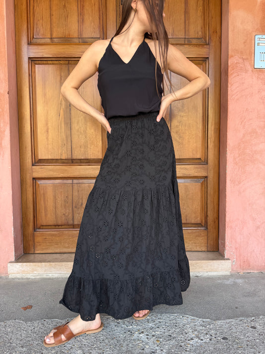 Maxi Gonna Sangallo Nero – Lokita