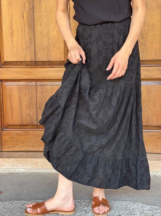 Maxi Gonna Sangallo Nero – Lokita