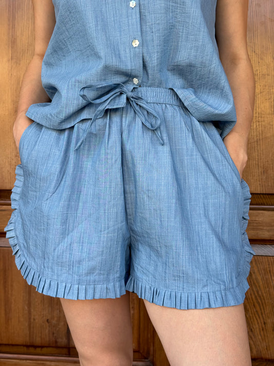 Shorts Denim Plissè Cotone – Compania Fantastica