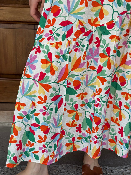 Gonna Lunga Fiori Crepe – Compania Fantastica