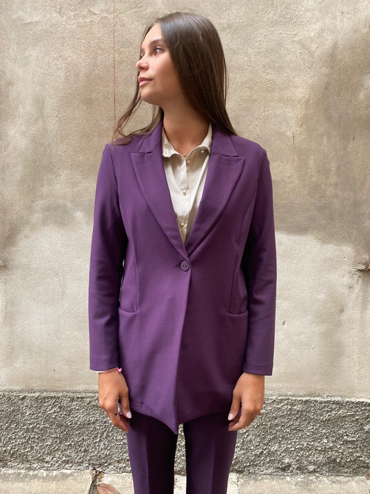 Blazer Lungo Monobottone Prugna