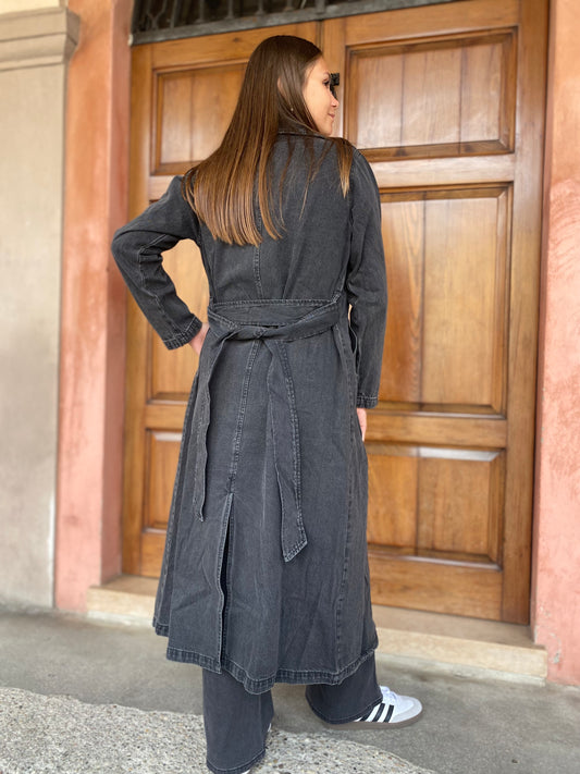 Trench Midi Denim Nero Delavè – Compania Fantastica