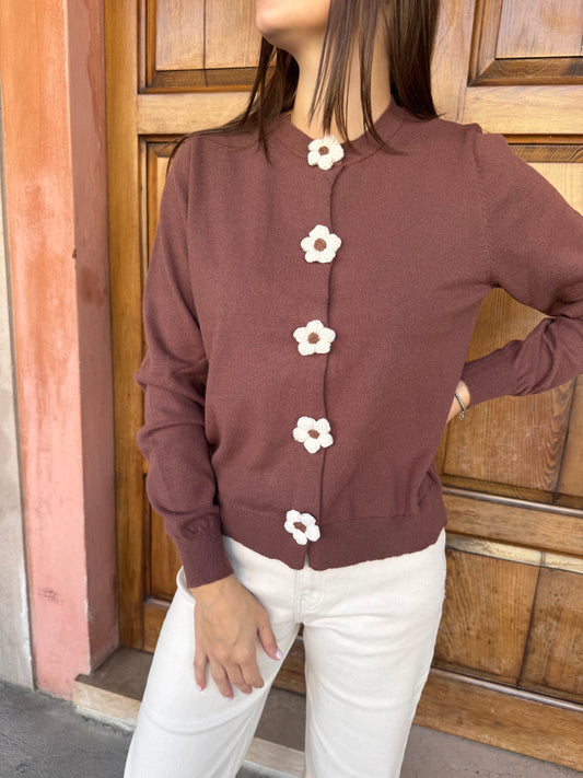 Cardigan Bottoni Fiore