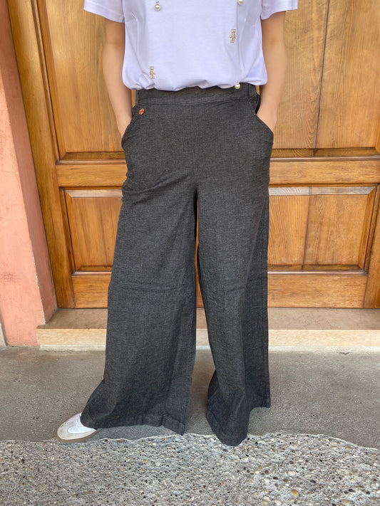 Jeans a palazzo con tasche e vita piatta in Super Light Denim
