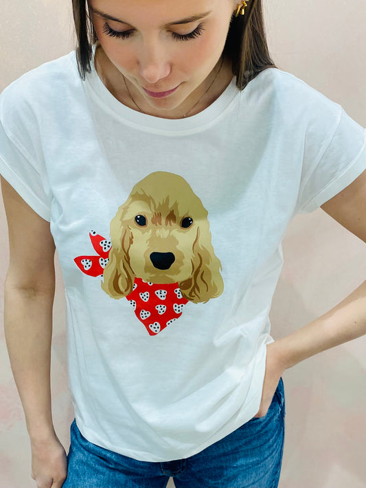T-Shirt Stampa Cane con Bandana – Compania Fantastica