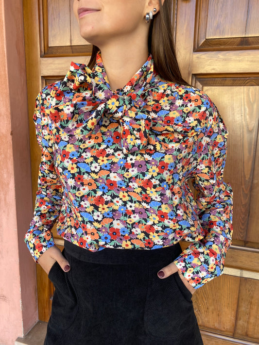 Camicia fiori, maxi, fiocco