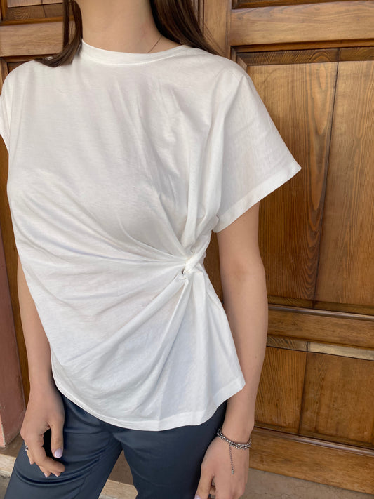 T-Shirt Nodo Laterale Bianca – Compania Fantastica Donna