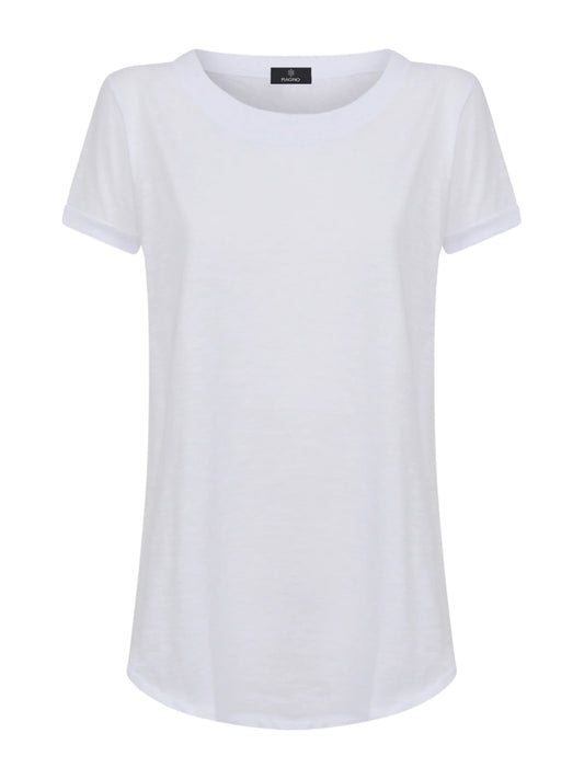 T-shirt girocollo in slub jersey di cotone