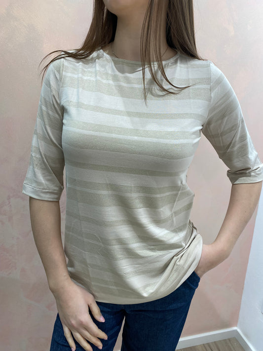 Maglia Righe Lurex Sabbia - Oro