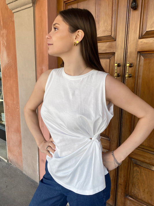 Top Canotta Nodo Laterale Bianco – Compania Fantastica Donna