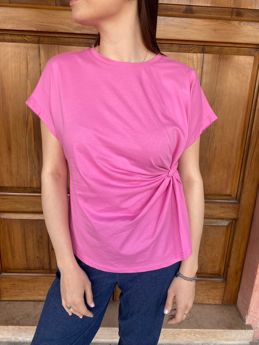 T-Shirt Nodo Laterale Fucsia – Compania Fantastica Donna