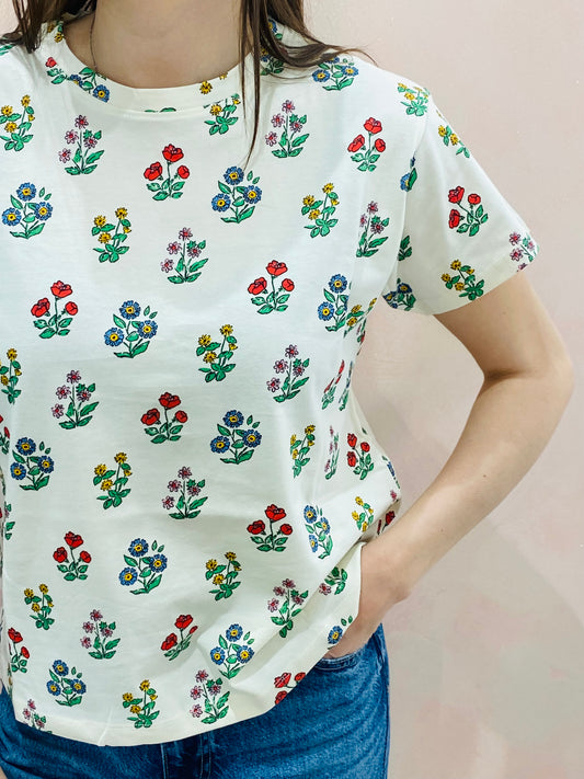 T-Shirt Stampa Fiorellini Colorati Regular Fit – Compania Fantastica