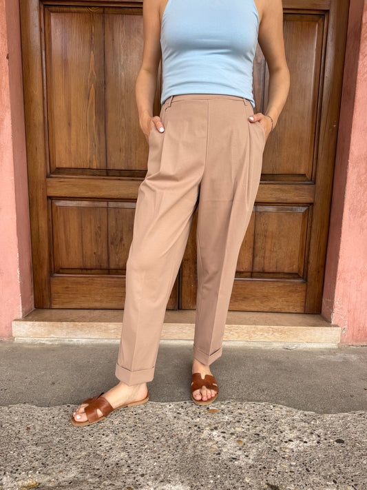 Pantalone Carrot Compact Light – Ragno Warm Taupe