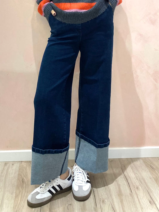 Jeans Palazzo con risvolto