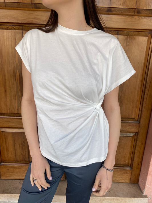 T-Shirt Nodo Laterale Bianca – Compania Fantastica Donna