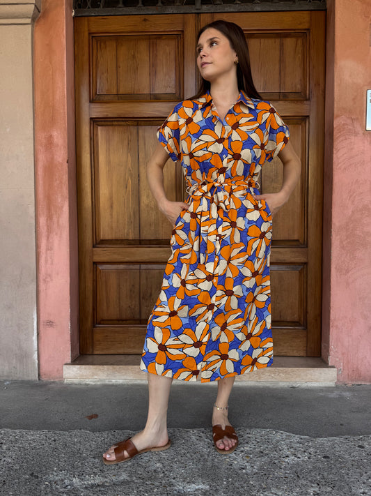 Abito Camicia Midi Fiori Colorati – Compania Fantastica