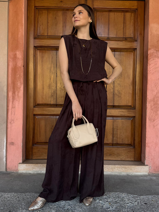 Pantalone Palazzo Lokita – Viscosa Ricamata Effetto Devorato
