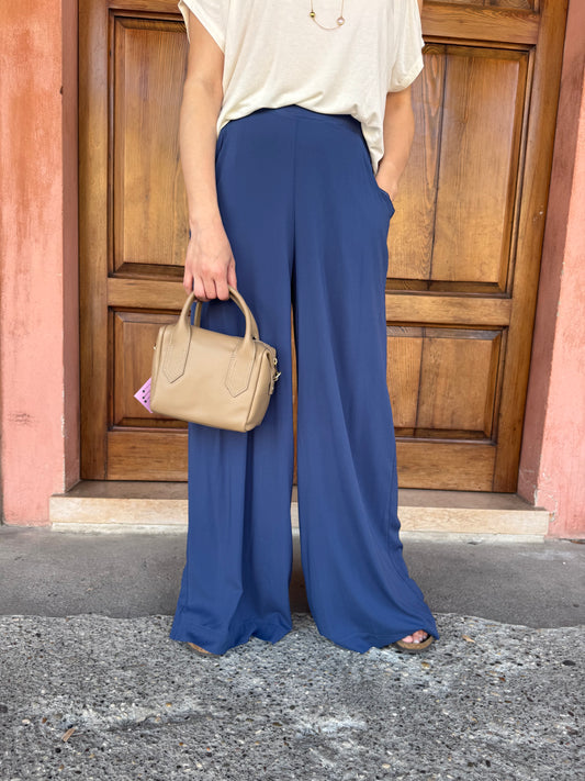 Pantalone a Palazzo con Tasche in Voile Stretch – Ragno Abbigliamento