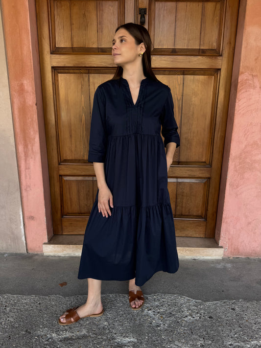 Abito Lungo Balze in Poplin di Cotone – Ragno
