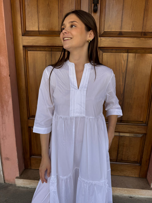 Abito Lungo Balze in Poplin di Cotone – Ragno