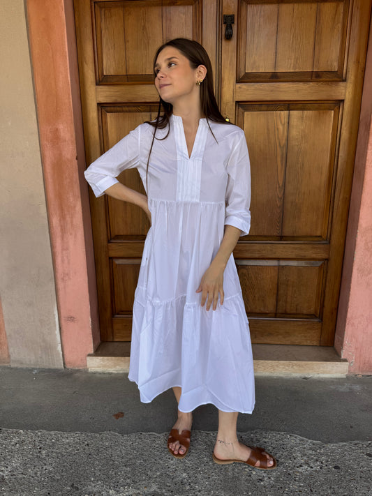 Abito Lungo Balze in Poplin di Cotone – Ragno
