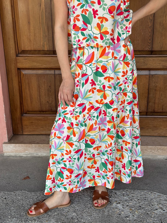 Gonna Lunga Fiori Crepe – Compania Fantastica
