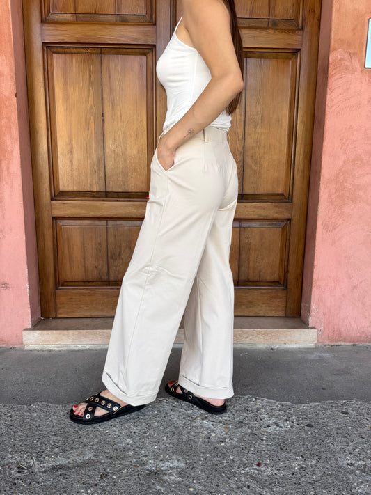 Pantalone a Palazzo Ragno – Compact Light Champignon