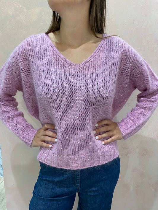 Maglione Over a V con micro paiette