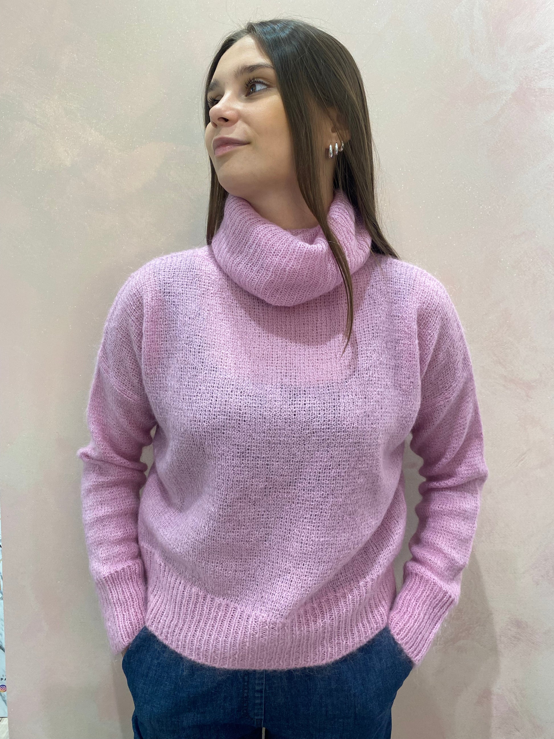 maglione Kontatto collo a ciambella colore malva