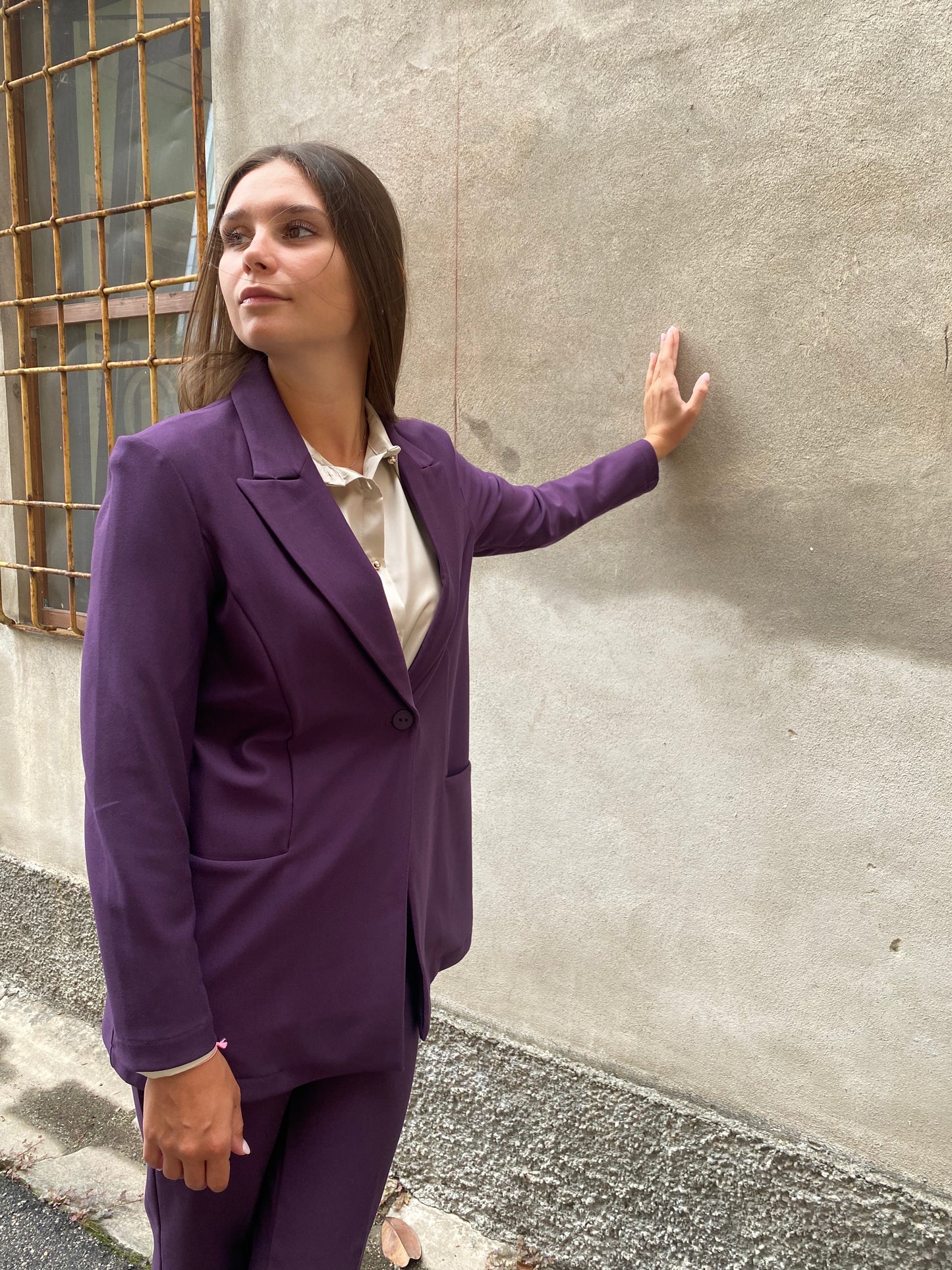 Blazer Lungo Monobottone Prugna