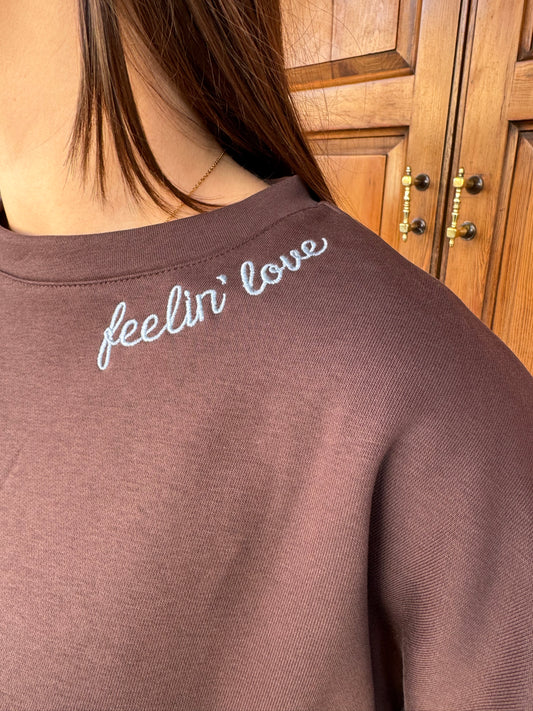 Felpa Box Fit in Cotone Garzato con Ricamo Lokita