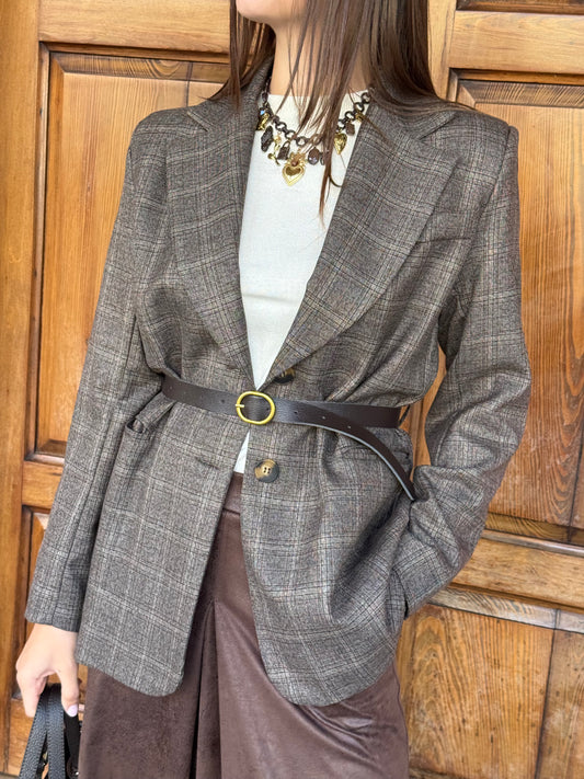 Blazer a Quadri con Cintura Lokita
