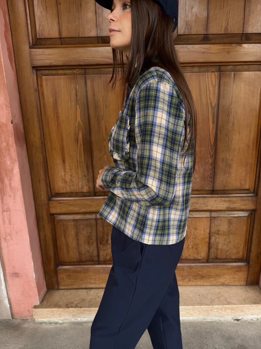 Camicia check con taschino e ruches