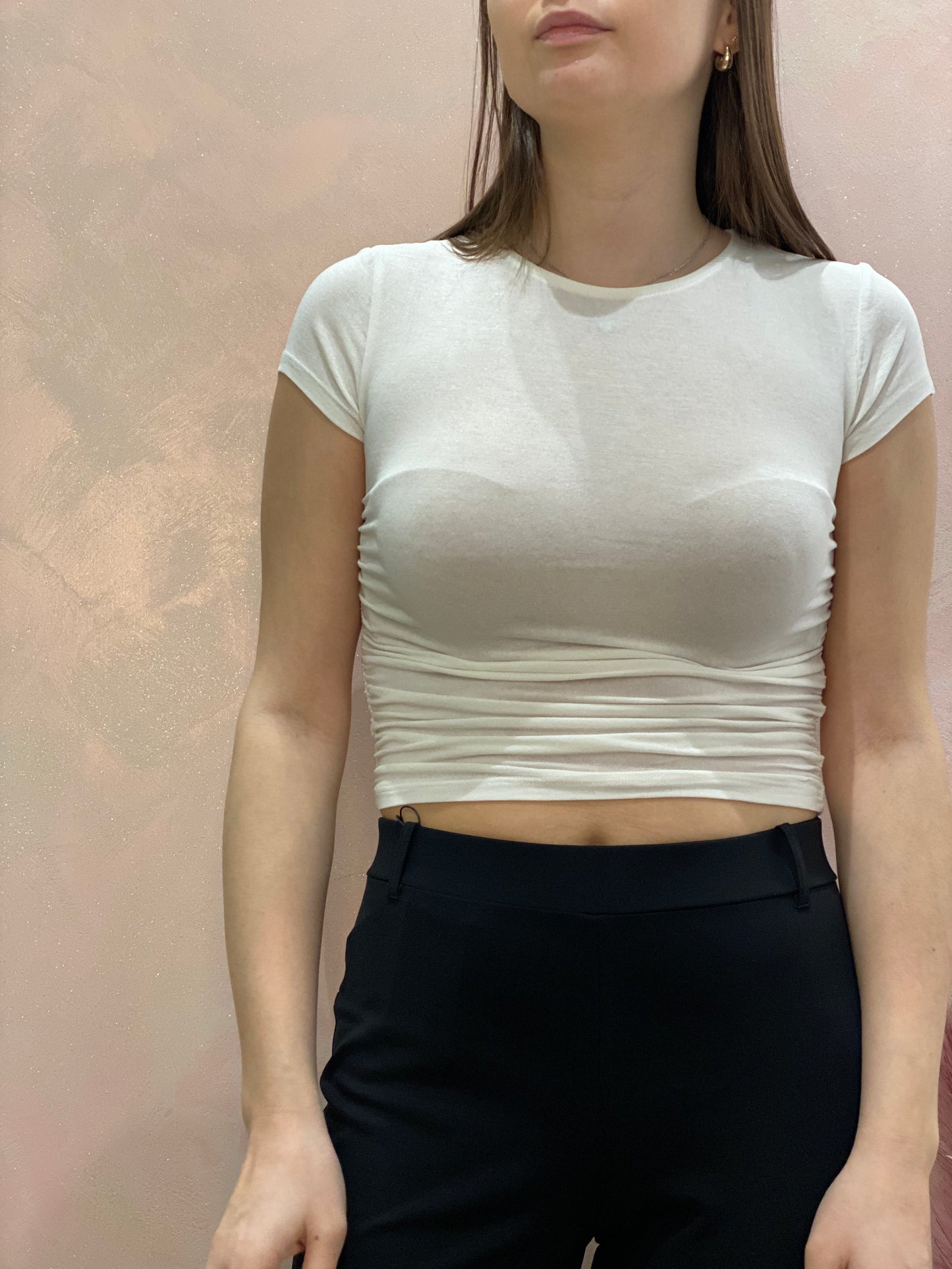 T-Shirt cropped arriccio laterale